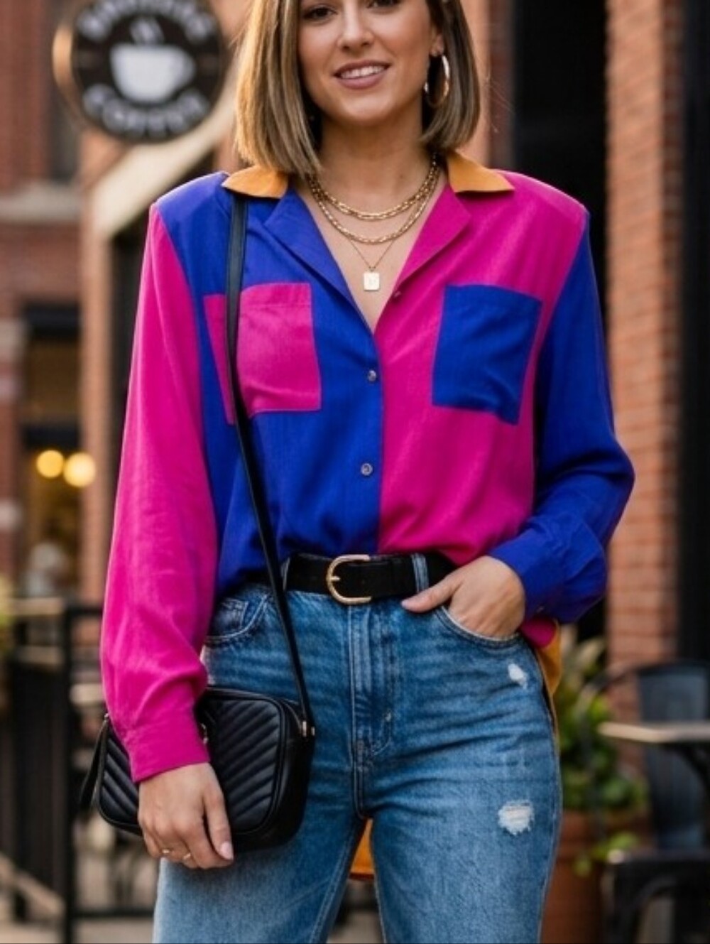 Vintage Da-Rue of California Colorblock Blouse